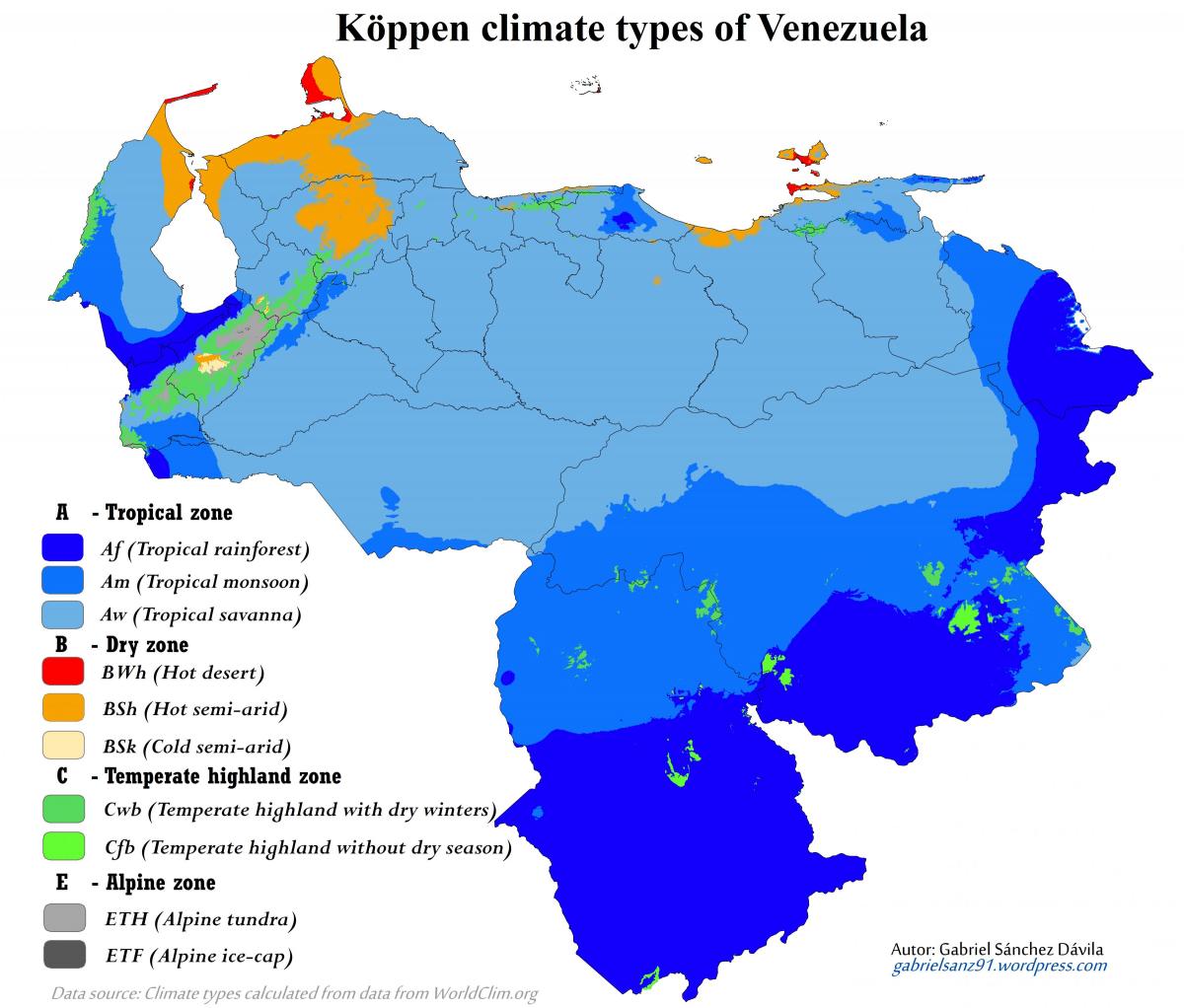 מפה של ונצואלה האקלים