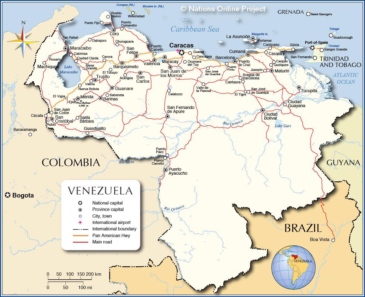 מפה מפורטת של ונצואלה