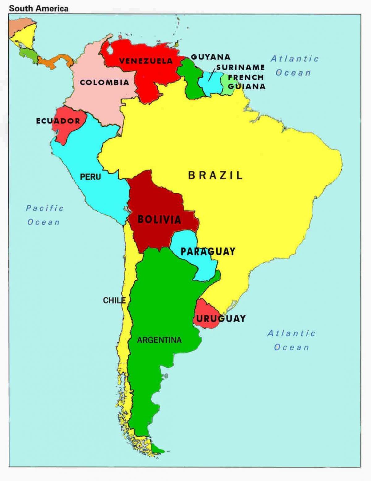 מפה של ונצואלה ומדינות