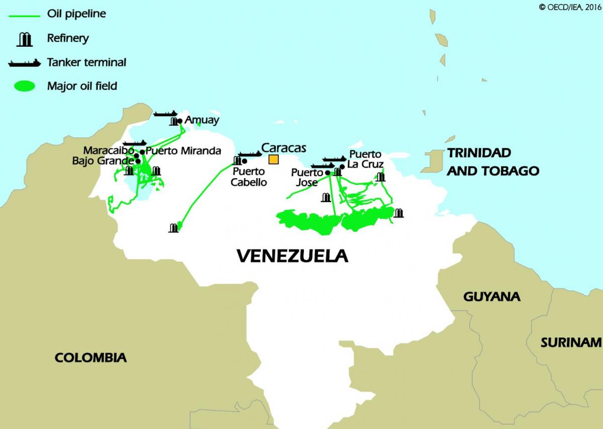 ונצואלה עתודות הנפט מפה
