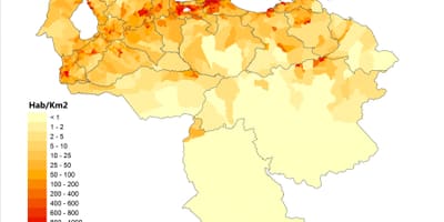 ונצואלה צפיפות האוכלוסייה מפה